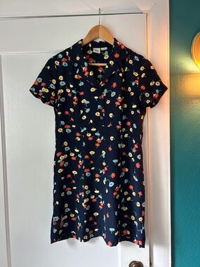 GAP Navy Floral Mini Shirt Dress